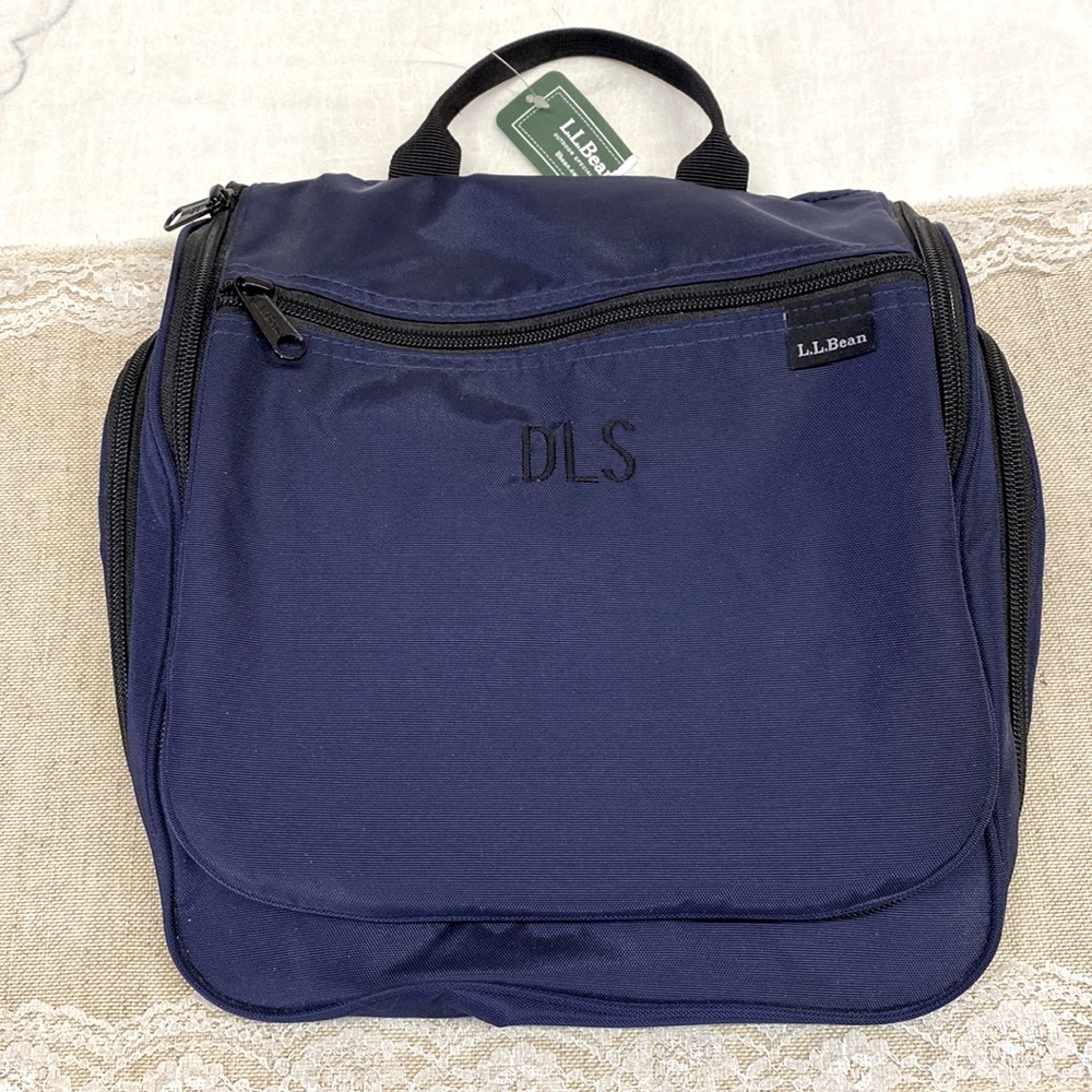 NWT LL Bean Travel Bag Navy Monogrammed DLS